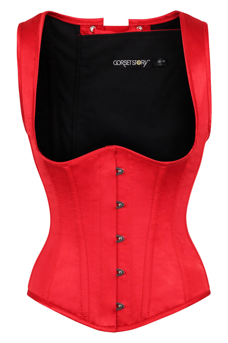 Red High Back Underbust Corset With Straps