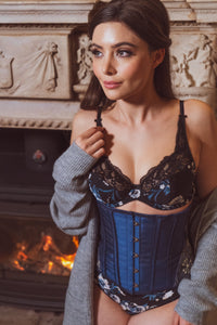 Corsetto sotto seno con fianchi decorati, colore blu notte