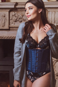 Corsetto sotto seno con fianchi decorati, colore blu notte