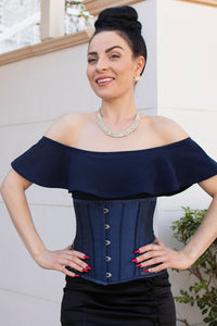 Corsetto sotto seno con fianchi decorati, colore blu notte