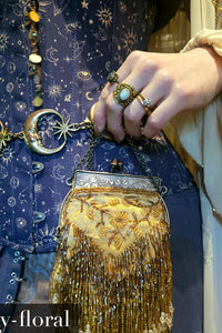Corsetto Sottoseno Lungo a Fantasia Galassia Mistica in Indaco e Oro