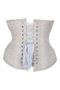 Corsetto sottoseno lungo ultra modellante in broccato crema