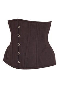 Underbust Waist Trainer In Espresso Cotton Twill -Curved Hem And Hip Panels