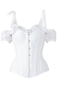 Corsetto Intero In Cotone Bianco Con Maniche E Spalline