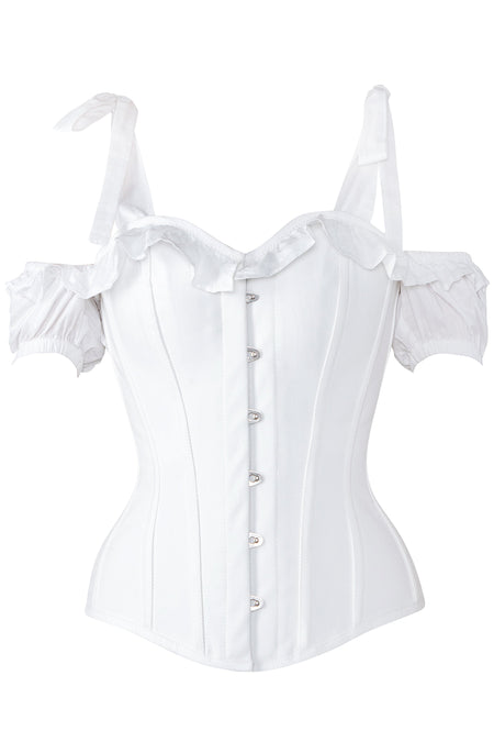 Corsetto Intero In Cotone Bianco Con Maniche E Spalline