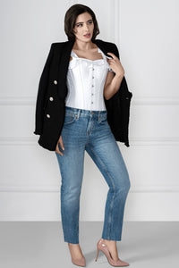 Corsetto Intero In Cotone Bianco Con Maniche E Spalline