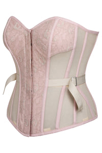 Sadie Corsetto overbust in viscosa e pizzo rosa prateria