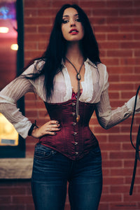 Long Burgundy Underbust Waist Taming Corset