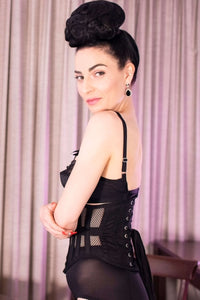 Corsetto waspie ultra modellante a rete in nero