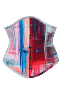 Corsetto Waspie Fantasia Pennellate Astratte in Rosso e Blu