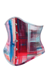 Corsetto Waspie Fantasia Pennellate Astratte in Rosso e Blu