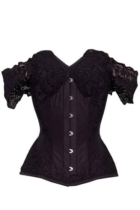 Corsetto Intero Lungo in Nero con Maniche a Spalle Scoperte