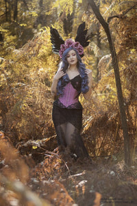 Corsetto Intero Lungo in Rosa Cipria con Maniche ad Aletta in Pizzo