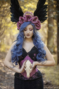 Corsetto Intero Lungo in Rosa Cipria con Maniche ad Aletta in Pizzo