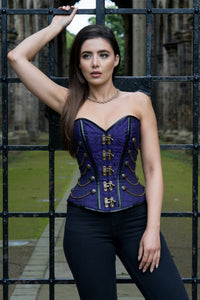 Corsetto Steampunk in violetto con catenelle