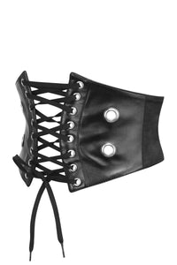 Black Satin Front Tie Corset Inspired Belt