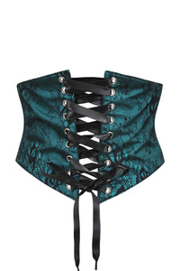 Turquoise Satin & Lace Overlay Corset Inspired Belt