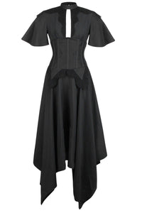 Vestito Corsetto in Nero con Dettaglio di Pizzo