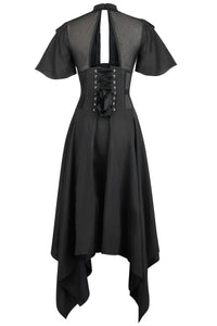 Vestito Corsetto in Nero con Dettaglio di Pizzo