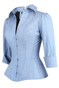 Camicia a Corsetto in Blu Polvere