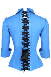 Corset Story SST008 Cornflower Blue Corset Shirt