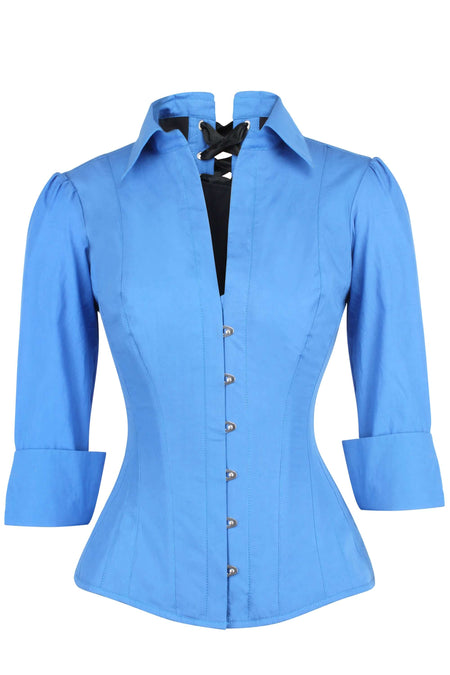 Camicia a Corsetto in Blu Fiordaliso