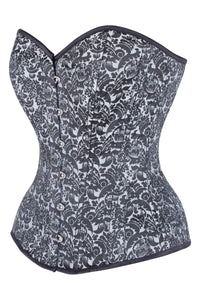 Silver Brocade Expert Waist Training Overbust Corset