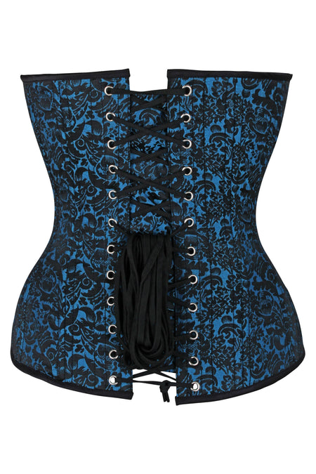 Turquoise Brocade Expert Waist Training Overbust Corset