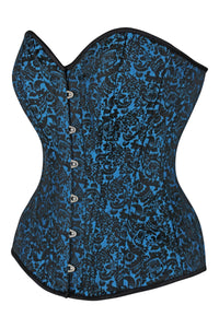 Turquoise Brocade Expert Waist Training Overbust Corset