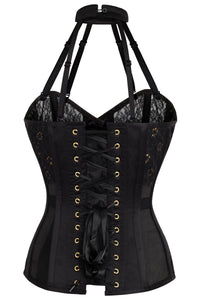 Corsetto Intero d'Ispirazione Lingerie in Nero con pannelli in rete