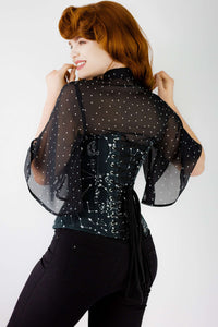 Corsetto Intero Fantasia Astronomica in Cotone Nero