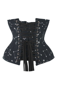 Corsetto Sottoseno in Cotone Fantasia Astronomica in Nero