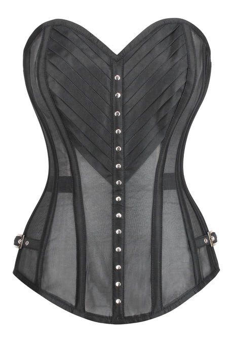 Corsetto Intero in Rete Nera Stile Lingerie