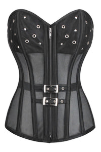 Black Mesh Corset with Front Zip