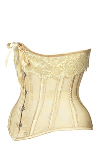 Corset Story WTS703 Gold Satin Bridal Corset with Super Fine Mesh Panels