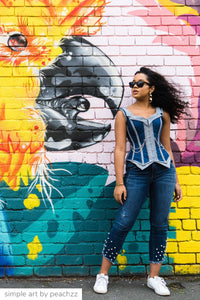 Corsetto a Gilet Doppio in Denim