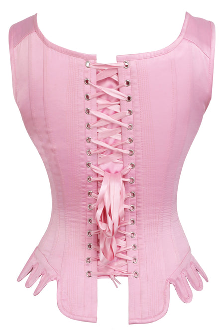 Historically Inspired Baby Pink Satin Overbust Corset