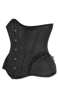 Corsetto Sottoseno Stile Burlesque in Nero con Inserti sui Fianchi