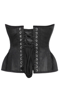 Corsetto Sottoseno Stile Burlesque in Nero con Inserti sui Fianchi