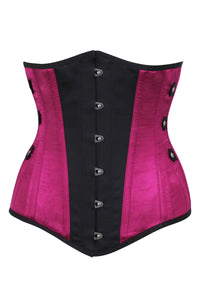 Corsetto sottoseno lungo stile steampunk in nero e rosa