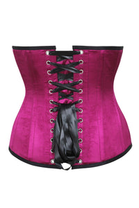 Corsetto sottoseno lungo stile steampunk in nero e rosa