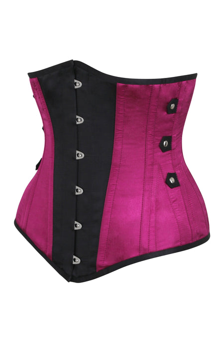 Corsetto sottoseno lungo stile steampunk in nero e rosa