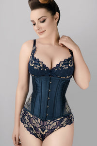 Corsetto sotto seno con fianchi decorati, colore blu notte