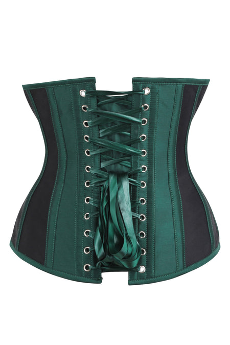 Corset Story BC-026 Green Taffeta and Mesh Underbust Corset with Hip Panels