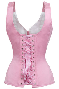 Corset Story BC-057 Pink Overbust Corset with Shoulder Straps and Zip