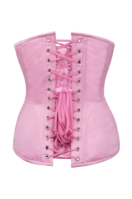 Corset Story BC-059 Pink Satin Longline Underbust Corset with Hip Panels