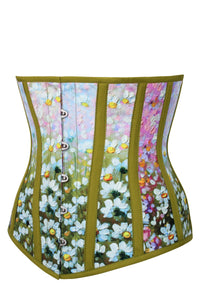 Corset Story EXS015 Olive Green Daisy Print Underbust Corset