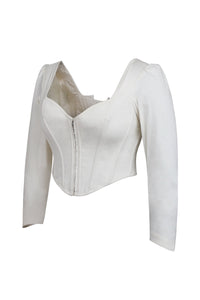 Theodora Corsetto in cotone elasticizzato bianco opaco con maniche lunghe