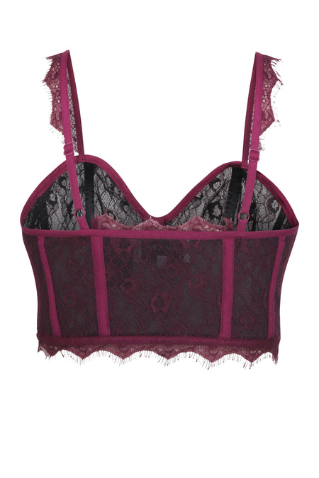 Marjorie Potent Purple Viscose and Lace Corseted Bralette