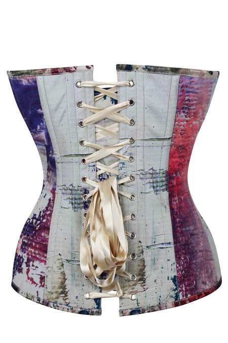 Corset Story MY-632 Vibrant Purple and Cream Snakeprint Overbust Corset